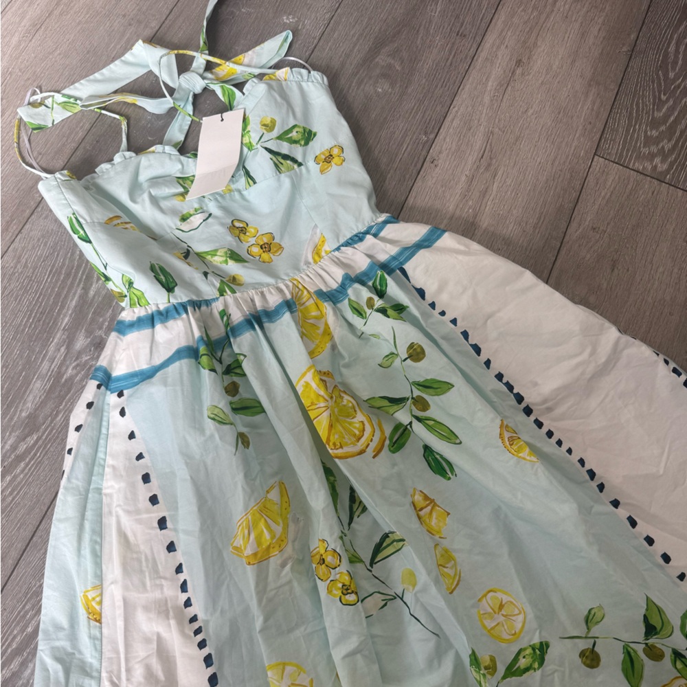 Lemon Print Poplin Spaghetti Strap Dress - Picture 5 of 5